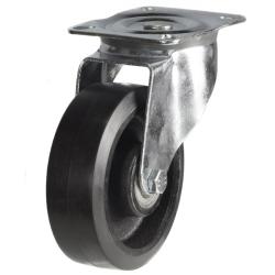 125mm Rubber on Cast Iron Swivel Large Plate Castor [190kg max load]