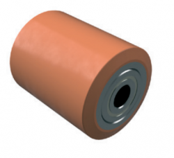 70mm x 70mm Polyurethane On Cast Iron Pallet Roller [500kg Load Capacity]