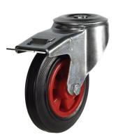 200mm Rubber Swivel Braked Castor [205kg max load]