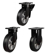 Heavy/Extra Heavy Duty Elastic Rubber on Aluminium Centre Castors