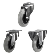 Grey Non-Marking Rubber on Plastic Centre Castors [DRGR]