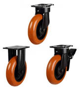 Heavy Duty Polyurethane on Cast Iron Round Profile Castors [NGRPTRP]