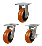 Medium/Heavy Duty Polyurethane on Cast Iron Round Profile Castors [LMHPTRP]