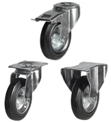 Light/Medium Duty Rubber on Steel Disk Centre Castors