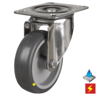 100mm Non-Marking Anti-Static Rubber Swivel Castor [80kg max load]