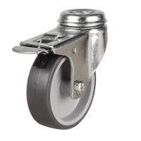 Light Duty 100mm Synthetic Non-Marking Rubber Swivel Braked Castor - 75kg Load