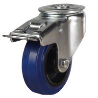 100mm Non-Marking Rubber Swivel Braked Castor [200kg max load]