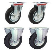 100mm Rubber Castors - 2 Swivel & 2 Fixed (Set of 4)
