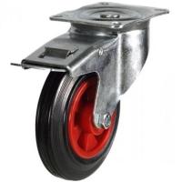 100mm Rubber Swivel Braked Castor [80kg max load]