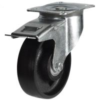 125mm Cast Iron Swivel Braked Large Plate Castor [350kg max load]