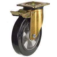 125mm Elastic Rubber Swivel Braked Castor [250kg max load]
