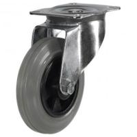 125mm Non-Marking Rubber Swivel Castor [Large Plate] [100kg max load]