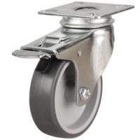 125mm Non-Marking Grey Rubber Swivel Braked Castor [90kg max load]