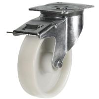 125mm Nylon Swivel Braked Large Plate Castor [270kg max load]