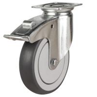 125mm Non-Marking Rubber Swivel Braked Castor [110kg max load]