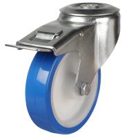 150mm Elastic Polyurethane Swivel Braked Castor [200kg max load]