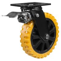 150mm Polyurethane Swivel Braked Castor [430kg max load]