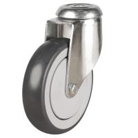 150mm Non-Marking Rubber Swivel Bolt Hole Castor [130kg max load]