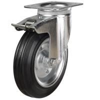 160mm Rubber Swivel Braked Castor [175kg max load]