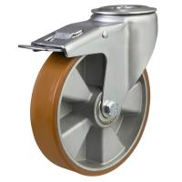 200mm Polyurethane Swivel Braked Castor [350kg max load]
