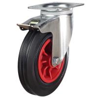 200mm Rubber Swivel Braked Castor [205kg max load]