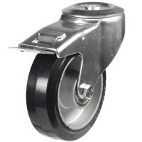 200mm Rubber Swivel Braked Castor [350kg max load]