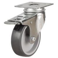50mm Non-Marking Grey Rubber Swivel Braked Castor [40kg max load]