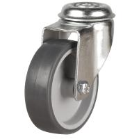 50mm Non-Marking Rubber Swivel Bolt Hole Castor [40kg max load]