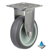 75mm Stainless Steel Non-Marking Rubber Fixed Castor [50kg max load]