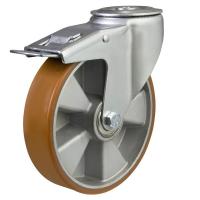 80mm Polyurethane Swivel Braked Castor [180kg max load]