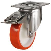 80mm Polyurethane Swivel Braked Castor [100kg max load]