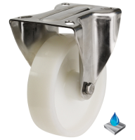 80mm Stainless Steel Nylon Fixed Castor [200kg max load]
