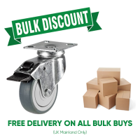BULK BUY / 100mm Non-Marking Rubber Braked Castor | 80kg