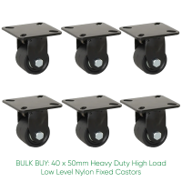 BULK BUY / 50mm Low Level Nylon Fixed Castor | 300kg