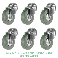 BULK BUY / 50mm Non-Marking Rubber Bolt Hole Castor | 40kg