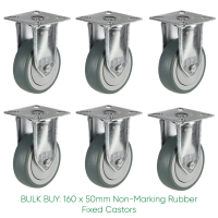 BULK BUY / 50mm Non-Marking Rubber Fixed Castor | 40kg
