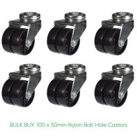 BULK BUY / 50mm Nylon Bolt Hole Castor | 60kg