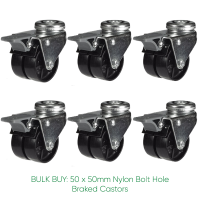 BULK BUY / 50mm Nylon Braked Castor | 60kg