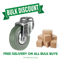 BULK BUY / 75mm Non-Marking Rubber Bolt Hole Castor | 50kg