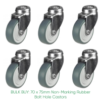 BULK BUY / 75mm Non-Marking Rubber Bolt Hole Castor | 50kg