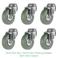 BULK BUY / 75mm Non-Marking Rubber Bolt Hole Castor | 50kg