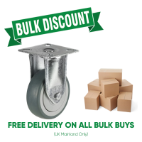 BULK BUY / 75mm Non-Marking Rubber Fixed Castor | 50kg