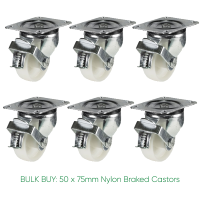 BULK BUY / 75mm Nylon Braked Castor | 140kg