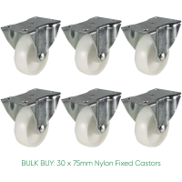 BULK BUY / 75mm Nylon Fixed Castor | 110kg