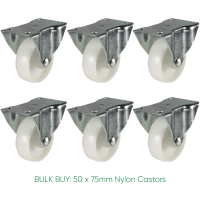 BULK BUY / 75mm Nylon Fixed Castor | 140kg