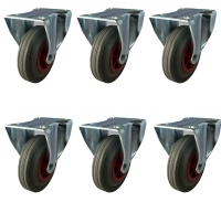 BULK BUY x 20 / 125mm Grey Rubber Fixed Castor | 100kg