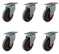 BULK BUY x 20 / 125mm Grey Rubber Swivel Castor | 100kg