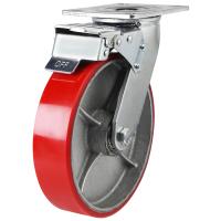Heavy Duty 100mm Polyurethane on Nylon Swivel Braked Castor - 260kg Load