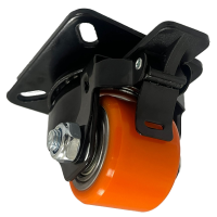 Heavy Duty 50mm Polyurethane Swivel Braked Castor - 300kg Load