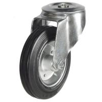 80mm Bolt Hole Rubber Swivel Castor [60kg max load]